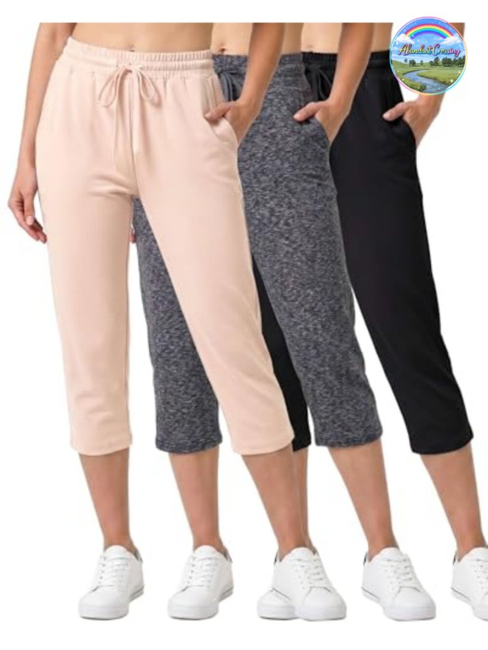 Women's Capri Sweatpants 3-Pack Athletic Yoga Lounge Stretch